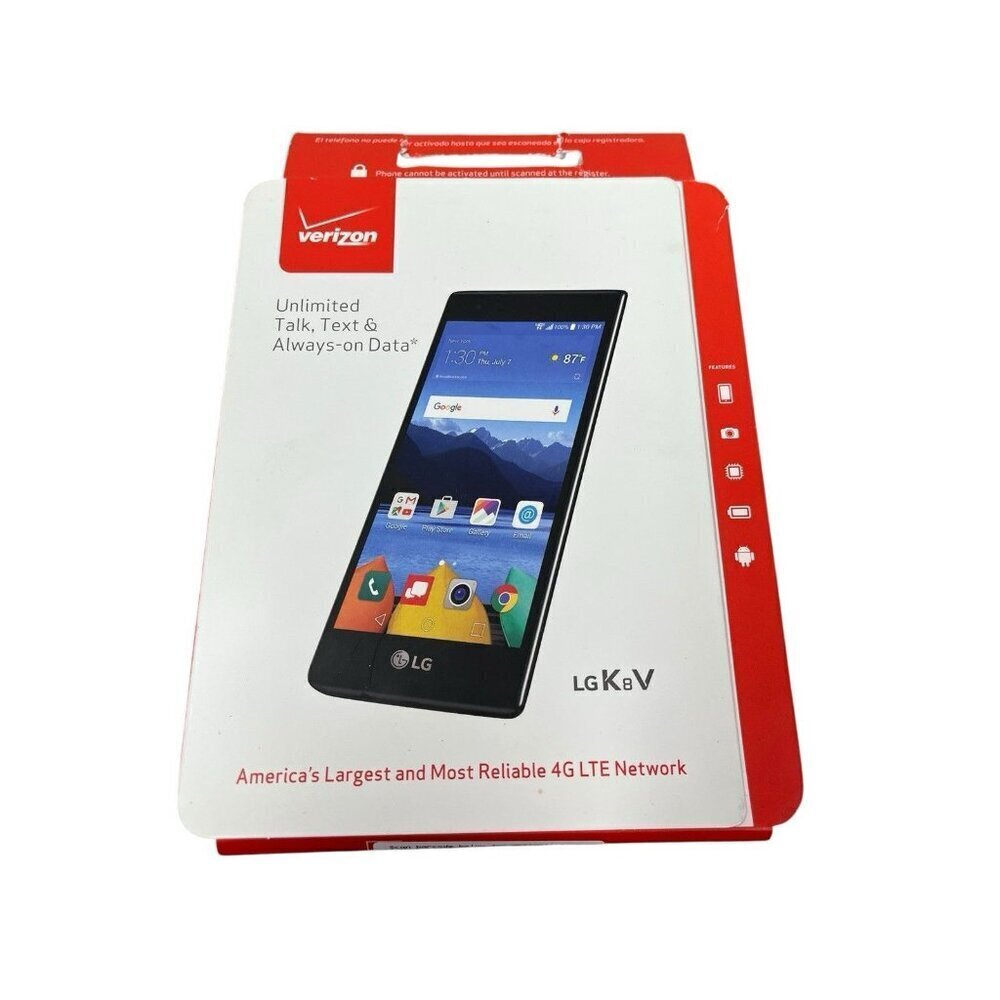 LG K8 V Smartphone Touchscreen Prepaid Verizon Network Black